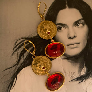 Lion Earrings | Ruby | Handmade in Australia | Bohemian Style