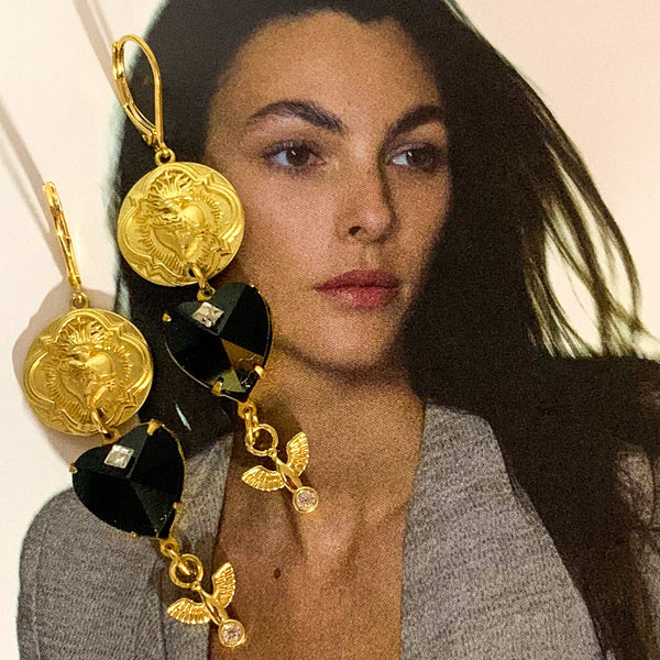 Gold Sacred Heart | French Jet Heart | Handmade in Australia | Gold Angel