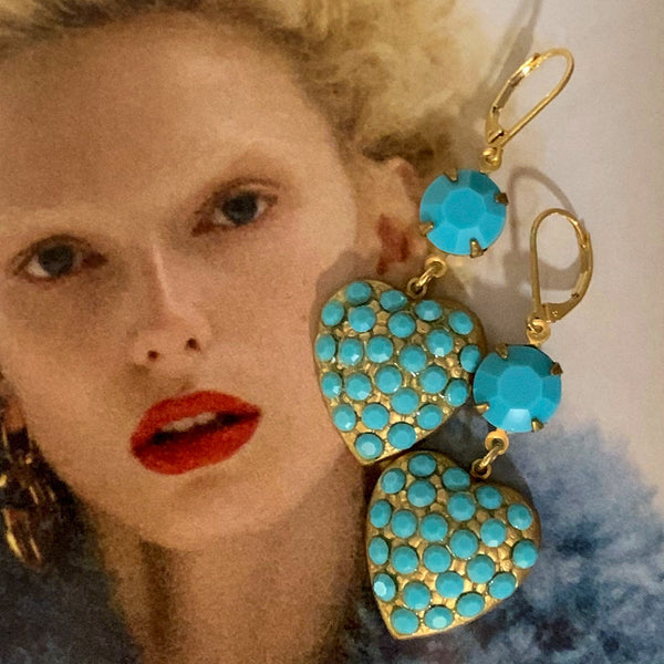 Turquoise Jewellery | Vintage | Heart Earrings | Handmade in Australia