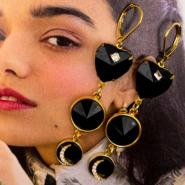 French Jet | Art Deco Crescent Moon | Handmade in Australia