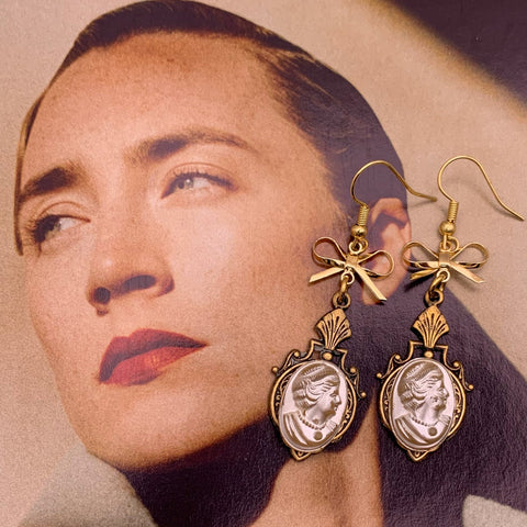 Cameo Earrings | Pearl Jewellery | Handmade in Australia | Vintage | Bohemian Style