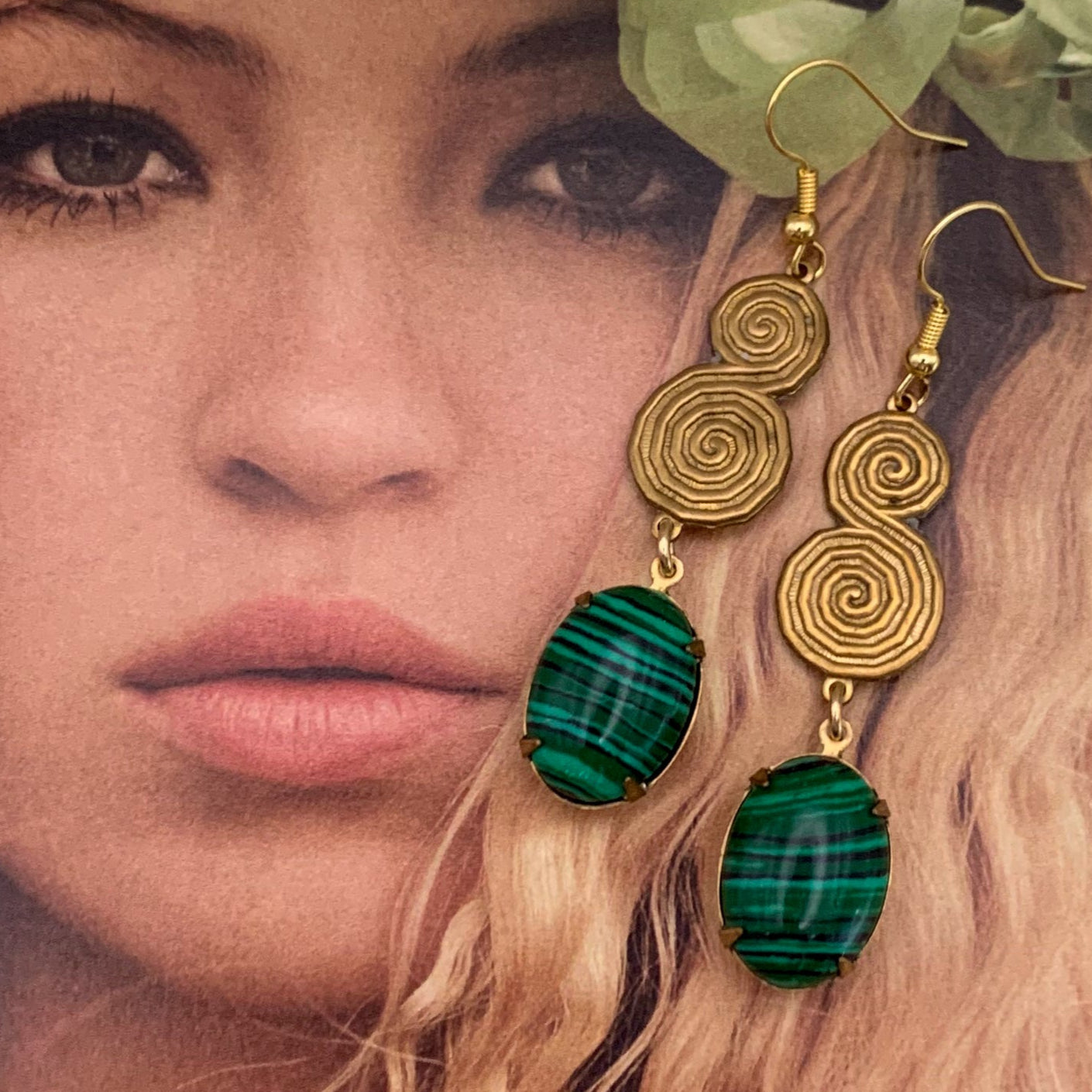 Malachite Earrings | Handmade in Australia | Vintage | Bohemian Style