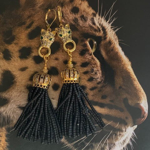 Tassel Earrings | Leopard Jewellery | Handmade in Australia | Boho Chic