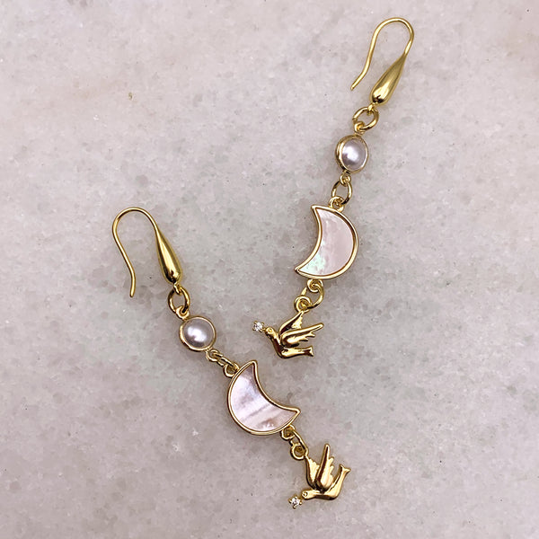 Dove of Peace | Pearl Earrings | Handmade in Australia| Mother of Pearl