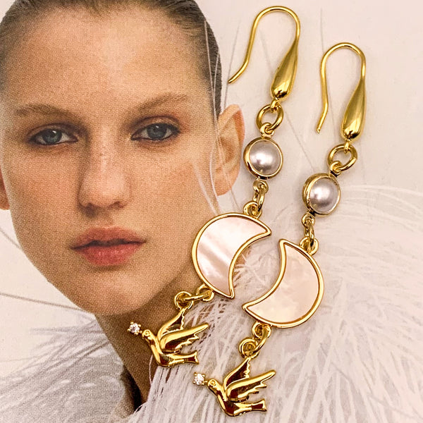 Dove of Peace | Pearl Earrings | Handmade in Australia| Mother of Pearl