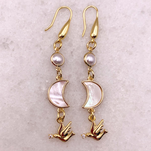 Dove of Peace | Pearl Earrings | Handmade in Australia| Mother of Pearl