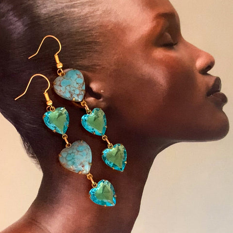 Turquoise Earrings | Aqua Heart | Handmade in Australia | Boho Chic
