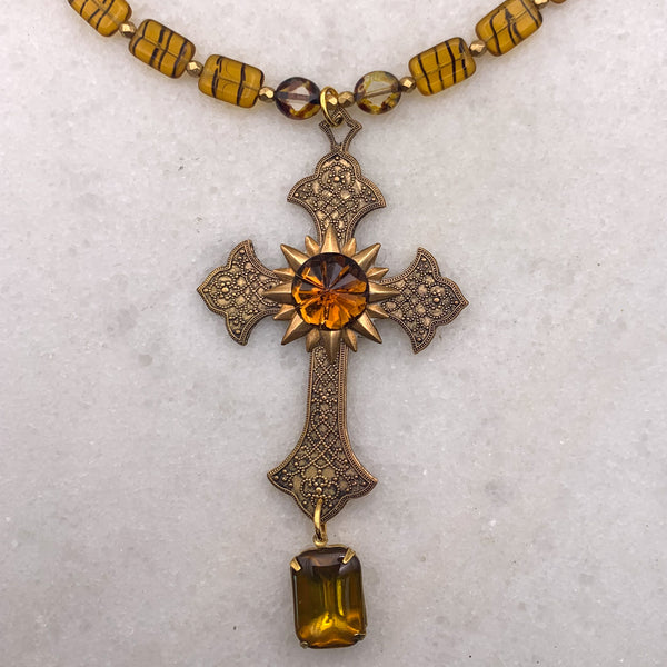 Cross Necklace | Bohemian Glass | Handmade in Australia | Baroque Cross
