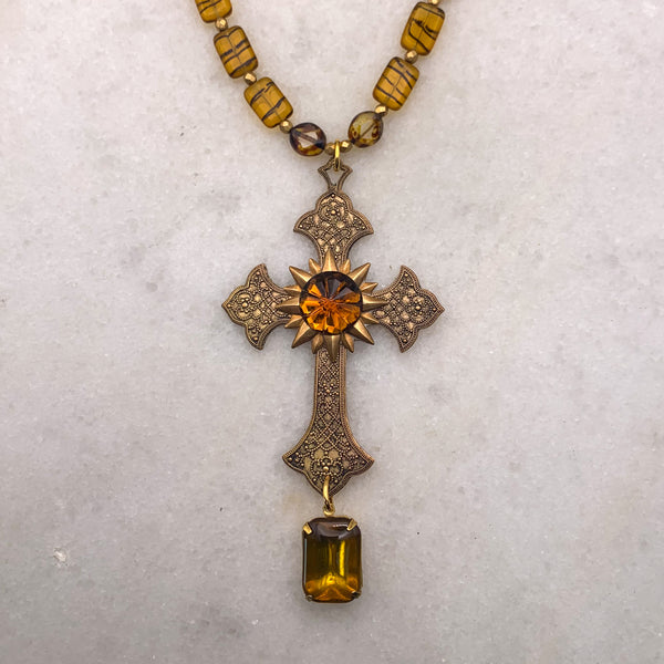 Cross Necklace | Bohemian Glass | Handmade in Australia | Baroque Cross