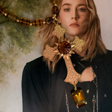 Cross Necklace | Bohemian Glass | Handmade in Australia | Baroque Cross