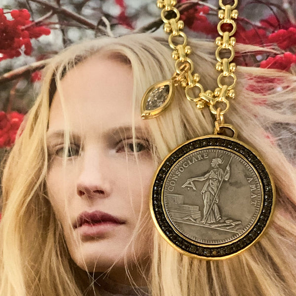 Vintage French Coin Necklace| Goddess Athena | Handmade in Australia | Gold Filled