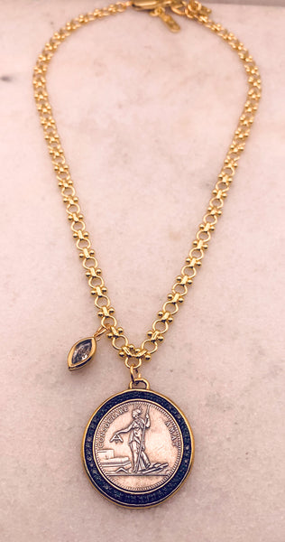 Vintage French Coin Necklace| Goddess Athena | Handmade in Australia | Gold Filled
