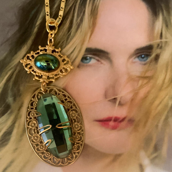 Vintage 1940’s Faceted Crystal | Gold Filigree | Handmade in Australia 