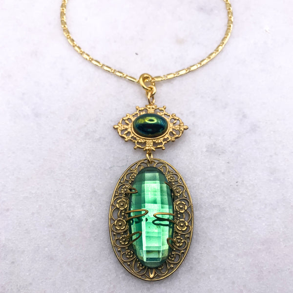 Vintage 1940’s Faceted Crystal | Gold Filigree | Handmade in Australia 