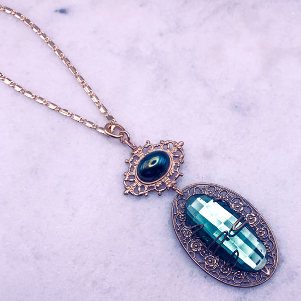 Vintage 1940’s Faceted Crystal | Gold Filigree | Handmade in Australia 