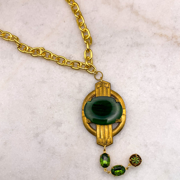 Art Deco Necklace | Jade | Handmade in Australia | Vintage Style