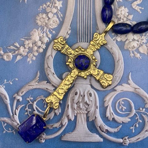 Lapis Lazuli Gem | Tibetan Cross | Lapis Mosaic | Handmade in Australia