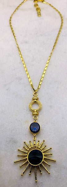 Gold Filled Chain | Handmade in Australia | Blue Crystal Statement Necklace