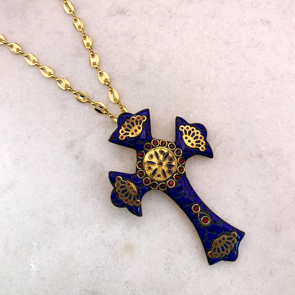 Tibetan Cross | Lapis Lazuli | Handmade in Australia | Bohemian Style