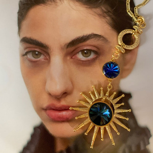 Gold Filled Chain | Handmade in Australia | Blue Crystal Statement Necklace