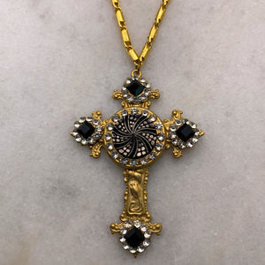 Crystal Cross Necklace | Vintage Style | Handmade in Australia | Baroque Chain