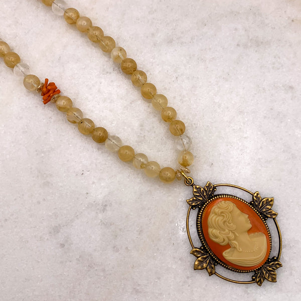 Carved Vintage Cameo | Gemstone Bead | Handmade in Australia 