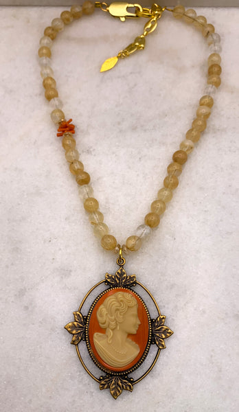 Carved Vintage Cameo | Gemstone Bead | Handmade in Australia 