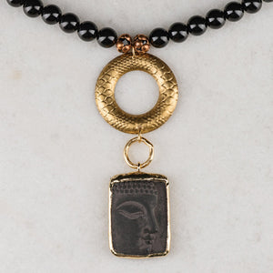 Buddha Necklace | Vintage Jewellery | Handmade in Australia | Onyx Gemstone