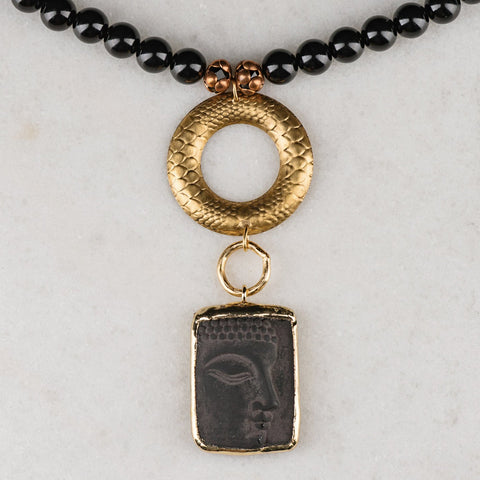 Buddha Necklace | Vintage Jewellery | Handmade in Australia | Onyx Gemstone