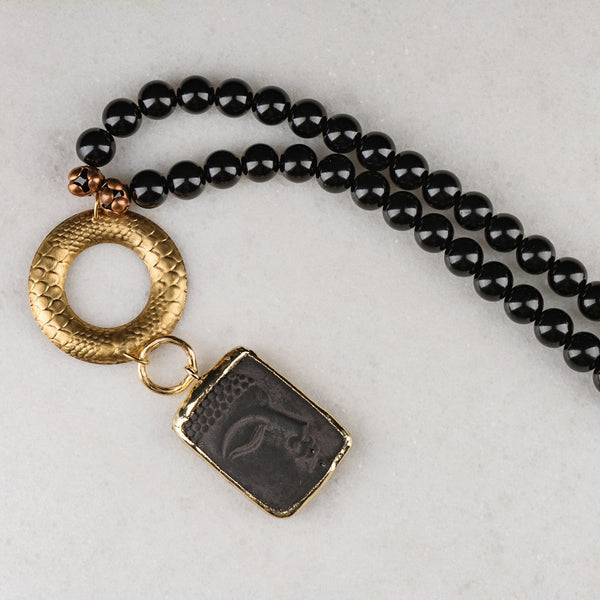 Buddha Necklace | Vintage Jewellery | Handmade in Australia | Onyx Gemstone