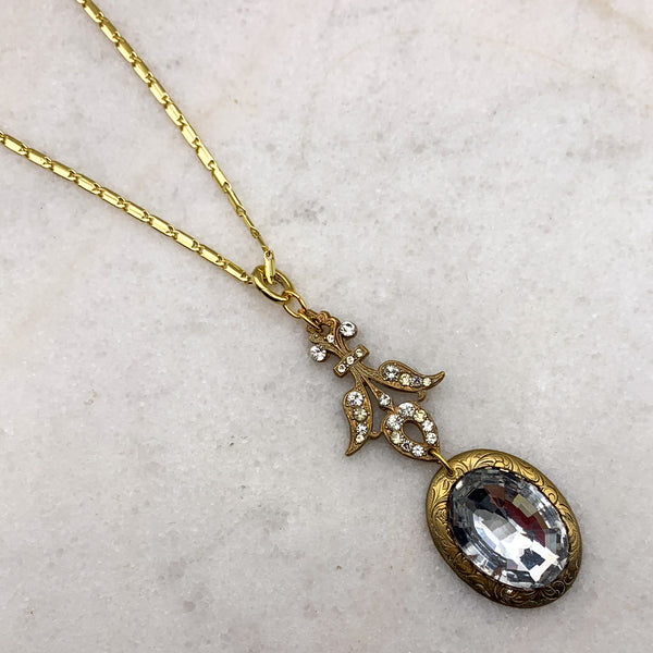 Fleur de Lis | Vintage Crystal | Handmade in Australia | Gold Filled