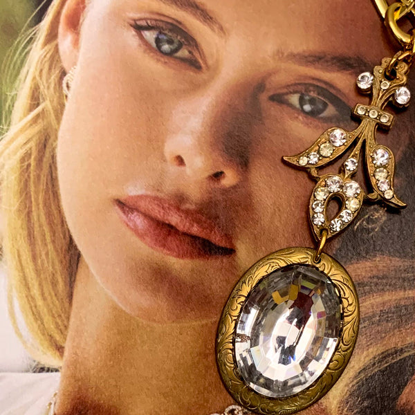 Fleur de Lis | Vintage Crystal | Handmade in Australia | Gold Filled
