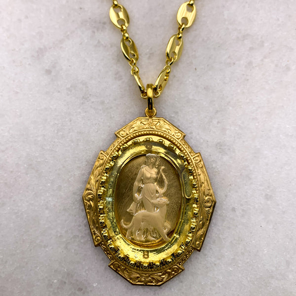 Goddess Diana Necklace | Vintage | Handmade in Australia | 18 Carat Gold Filled Chain
