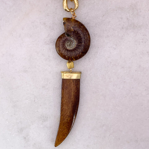 Ammonite Necklace | Vintage | Handmade in Australia | 24 Carat Gold | Tibetan Amulet