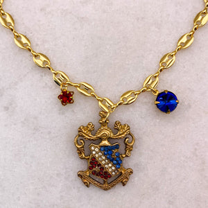 Gold Necklace | French Heraldic | Red White and Blue | Handmade in Australia