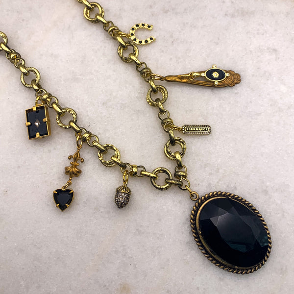 Charm Necklace | Vintage French Jet | Handmade in Australia | Boho Chic