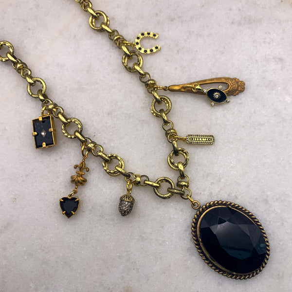 Charm Necklace | Vintage French Jet | Handmade in Australia | Boho Chic