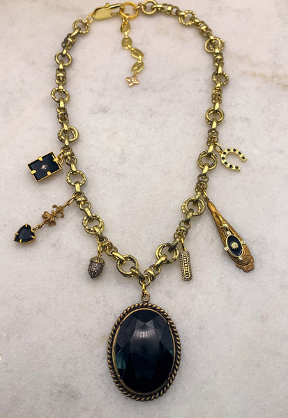Charm Necklace | Vintage French Jet | Handmade in Australia | Boho Chic