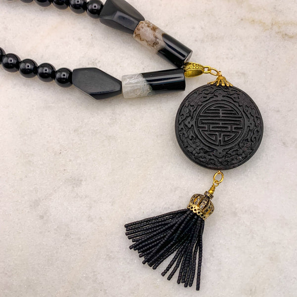 Tassel Necklace | Chinese Happiness Symbol | Handmade in Australia