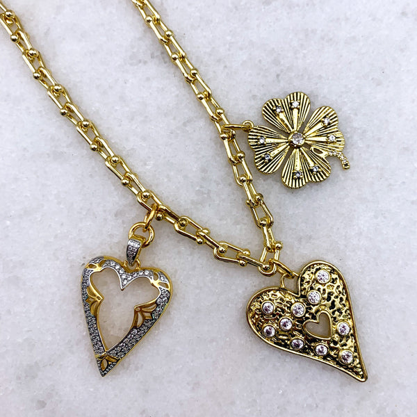Heart Necklace | Four Leaf Clover | Gold Filled | Handmade in Australia 