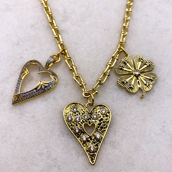 Heart Necklace | Four Leaf Clover | Gold Filled | Handmade in Australia 