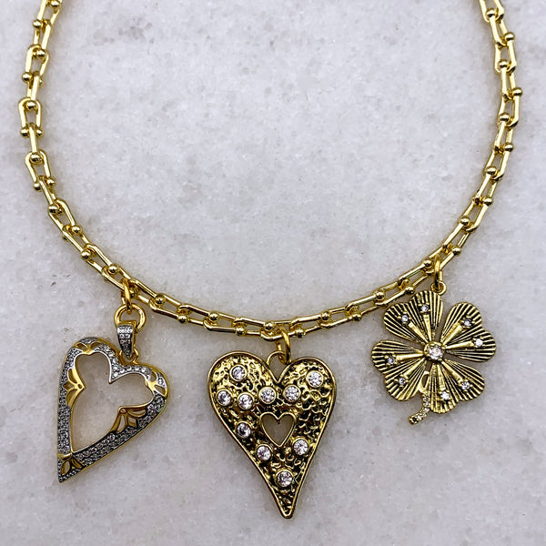 Heart Necklace | Four Leaf Clover | Gold Filled | Handmade in Australia 