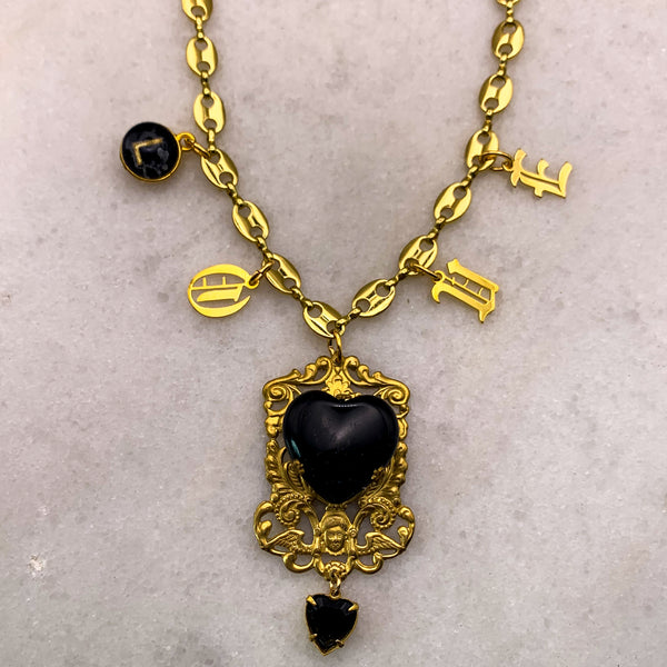 Obsidian Heart | Love Necklace | Vintage Style | Handmade in Australia