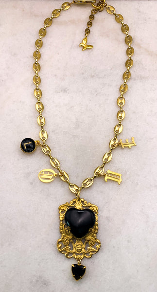 Obsidian Heart | Love Necklace | Vintage Style | Handmade in Australia