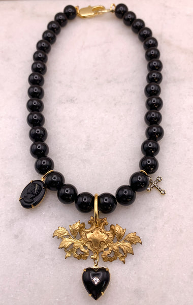 Heraldic | Natural Onyx Beads | Handmade in Australia | Vintage