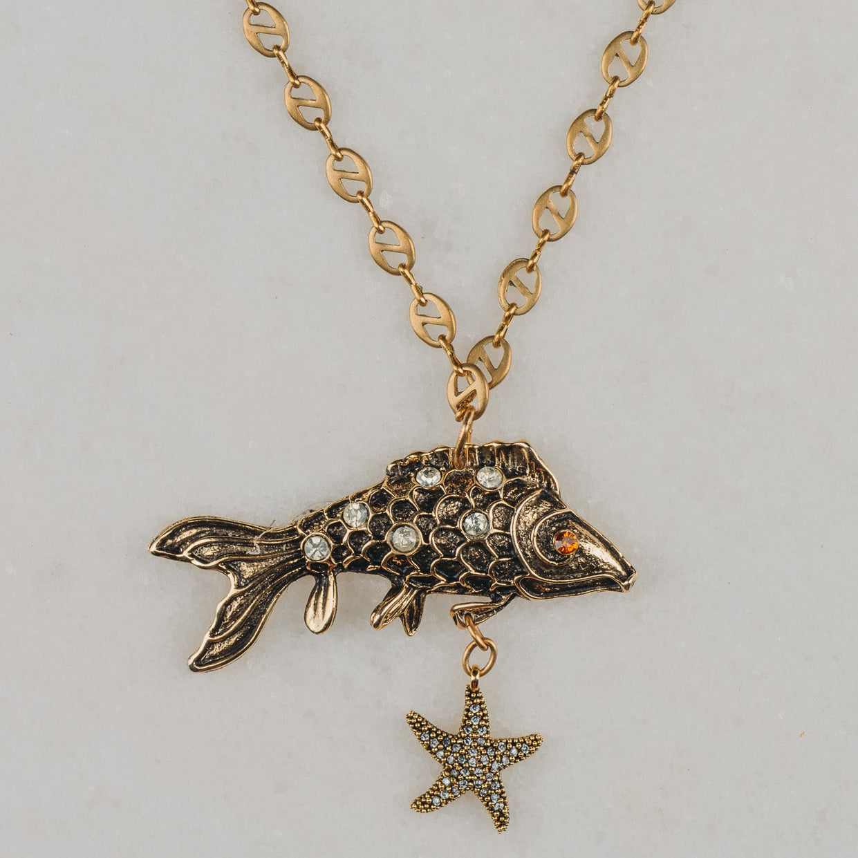Lucky Koi Fish Necklace | Handmade in Australia | Gold Starfish | Gucci Chain