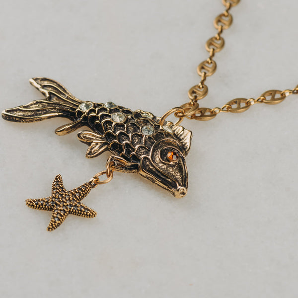 Lucky Koi Fish Necklace | Handmade in Australia | Gold Starfish | Gucci Chain