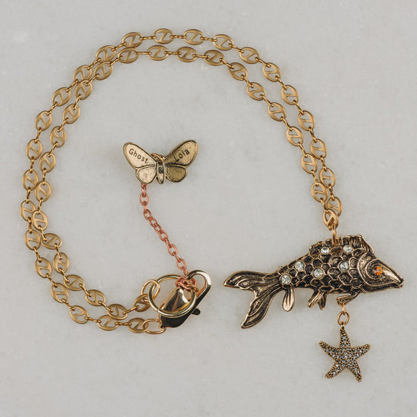 Lucky Koi Fish Necklace | Handmade in Australia | Gold Starfish | Gucci Chain
