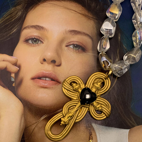 Cross Necklace | French Jet | Cut Crystal Bead | Handmade in Australia