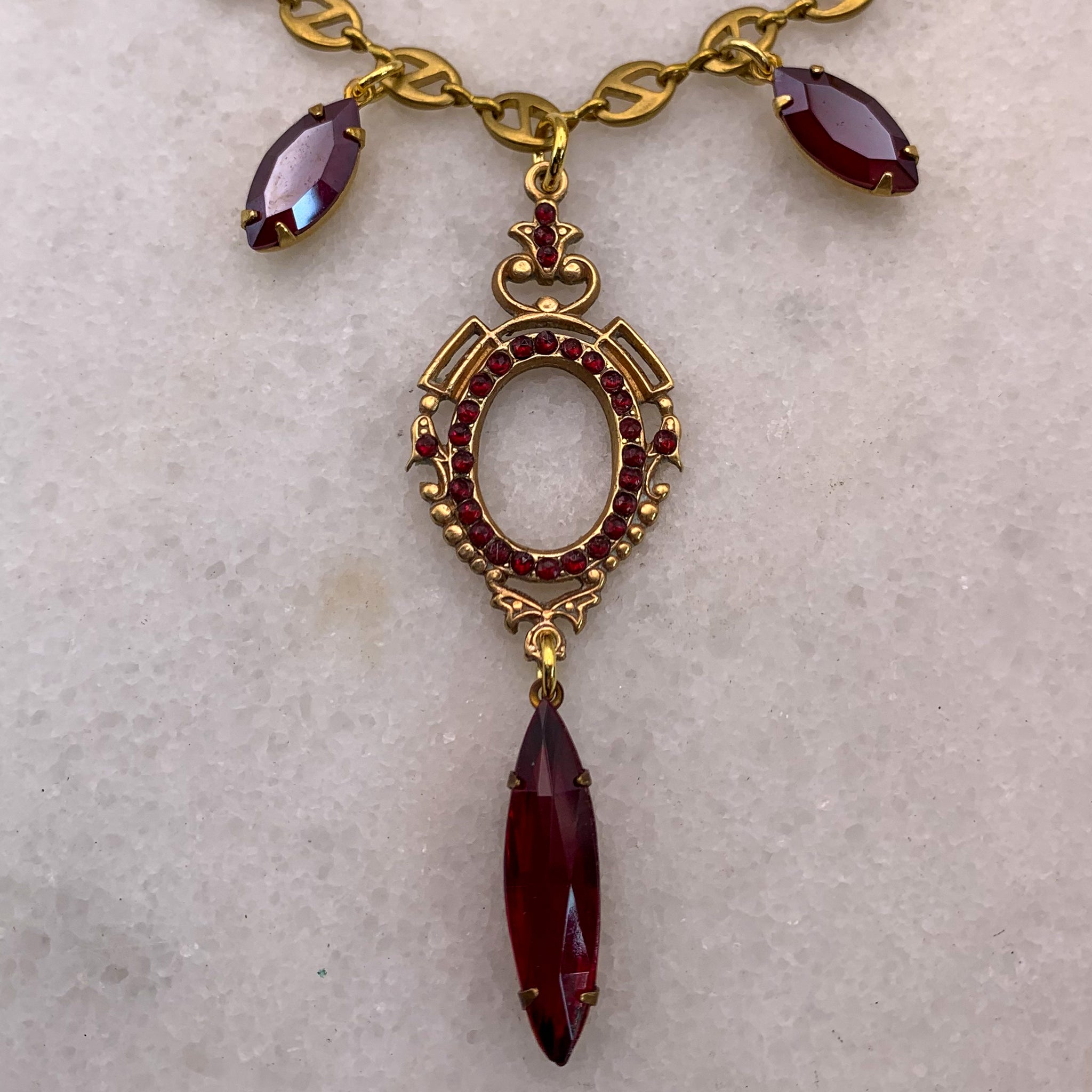 Garnet Necklace | Vintage French Jewellery | Handmade in Australia | Victorian Style 